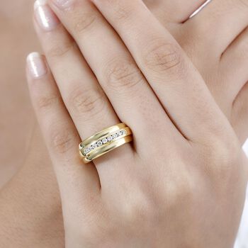 Moissanit Ring 925 Silber 750 Gelbgold Vermeil (Gr&ouml;&szlig;e 18.00) ca. 0,55 ct