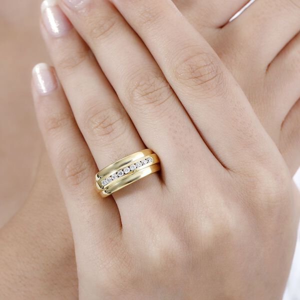 Moissanit Ring 925 Silber 750 Gelbgold Vermeil (Gr&ouml;&szlig;e 18.00) ca. 0,55 ct image number 3