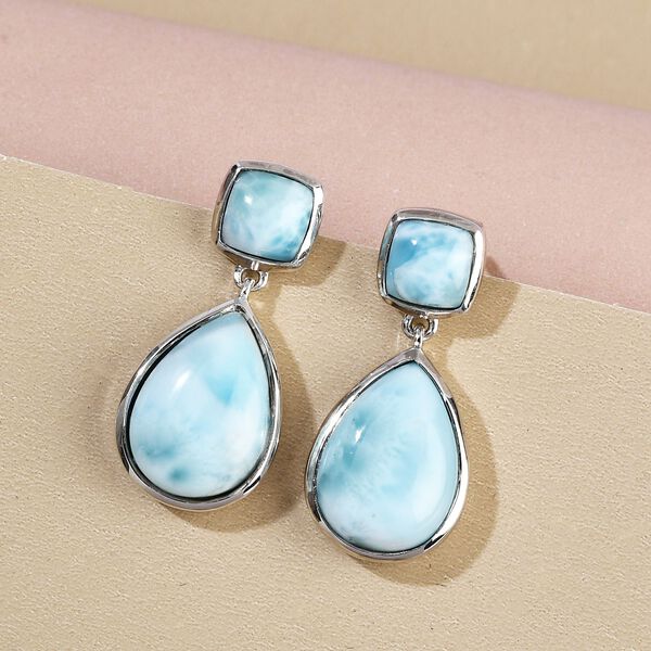 Larimar Ohrringe, 925 Silber platiniert ca. 15.05 ct image number 2