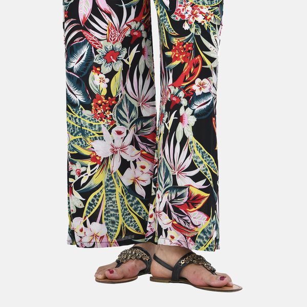 Jumpsuit mit gesmokter Taille und Flatter&auml;rmeln, Tropisches Blumenmuster image number 5