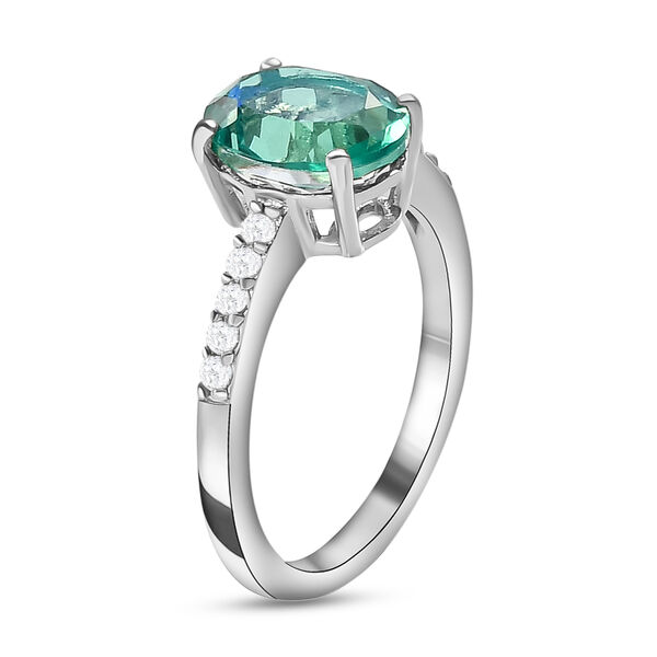 Pfau Triplett Quarz und wei&szlig;er Zirkon-Ring, 925 Silber platiniert  ca. 2,22 ct image number 5