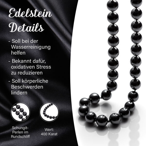 Runde Schungit-Perlen-Halskette image number 4