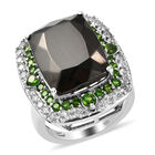 Elite Shungit und Natürlicher Chromdiopsid Halo Ring, 925 Silber platiniert  ca. 8,95 ct image number 3