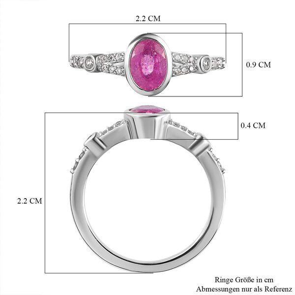 Ilakaka Rosa Saphir und wei&szlig;er Zirkon-Ring, 925 Silber platiniert, ca. 1,28 ct image number 7