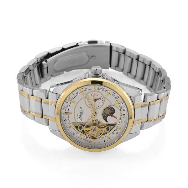 GENOA TIME V2 - Automatik-Armbanduhr, Mechanisches Uhrwerk, Edelstahlarmband, bicolor, Weißes Zifferblatt, 36 mm image number 3