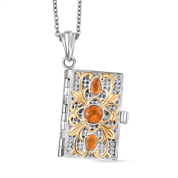 AA Feueropal heiliger Bibel-Anh&auml;nger mit 45cm Kette - 0,65 ct.