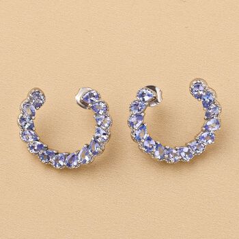 Tansanit-Ohrringe in Silber, 4,03 ct.