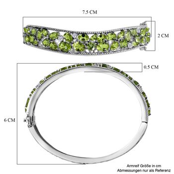 AA Nat&uuml;rlicher Peridot Armreif ca. 19 cm 925 Silber rhodiniert ca. 15.12 ct