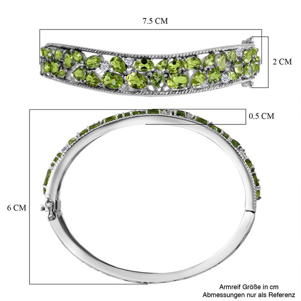 AA Nat&uuml;rlicher Peridot Armreif ca. 19 cm 925 Silber rhodiniert ca. 15.12 ct image number 3