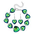 2er Set - Grüner Magie Farbe Kristall Armband und Ohrringe, Silberfarben