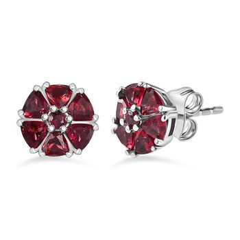 AAA Orissa Rose Granat Ohrringe, 925 Silber platiniert ca. 1.94 ct