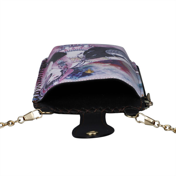 Boho Stil Crossbody Handytasche, Gr&ouml;&szlig;e 18x10,5 cm, Lila und Mehrfarbig image number 6