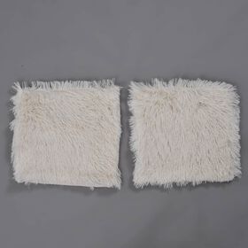 2er-Set Kunstfell-Kissenbezug, Beige