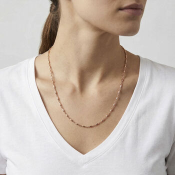 Feine Spindel-Gliederkette, Reiner Edelstahl IP Rosa Plattierung Halskette ca. 50 cm ca. 6,50g