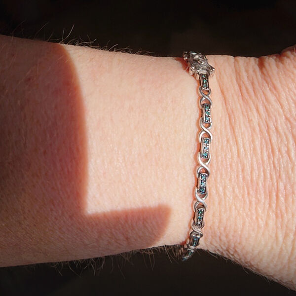 Blaues Diamant Armband, ca. 19 cm 925 Silber platiniert ca. 0.25 ct image number 5