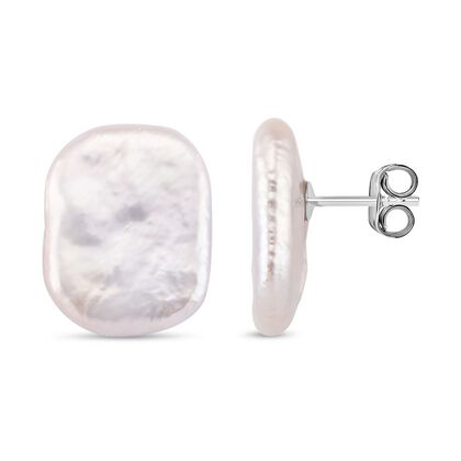 Keshi Perle Rechteck Ohrringe 925 Silber rhodiniert