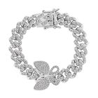 DESIGNER INSPIRIERT Weißer Kristall Armband ca. 19 cm, Silberfarben