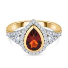 Kirschcitrin und weißer Zirkon Ring, 925 Silber vergoldet, ca. 1.85 ct image number 0