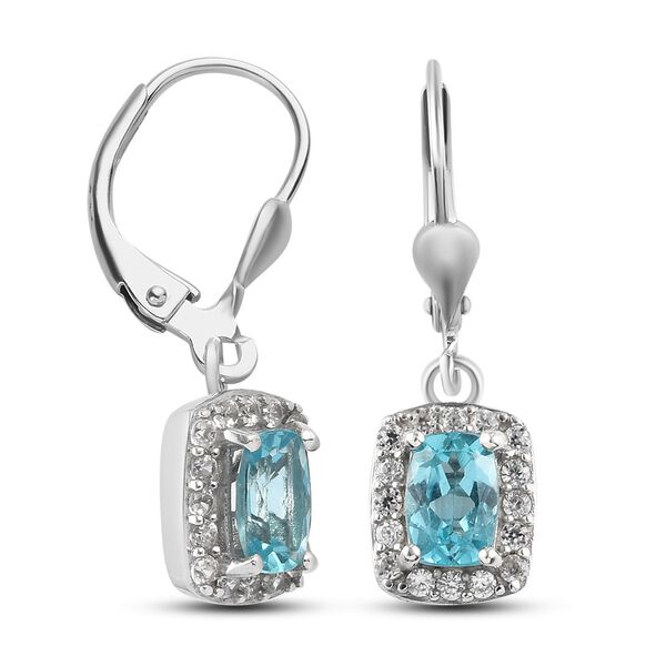 Blaue Apatit und Zirkon Ohrh&auml;nger 925 Silber platiniert ca. 1,89 ct&nbsp; image number 4