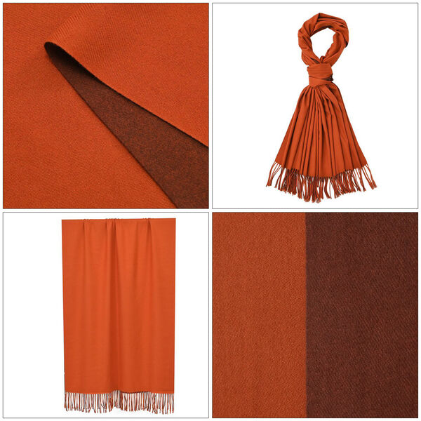 Luxuri&ouml;ser Winterschal mit Fransen, Orange/Braun image number 4