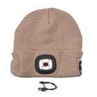 Vielseitige Strickmütze mit Bluetooth und eingebautem LED-Licht, 21x28cm, beige