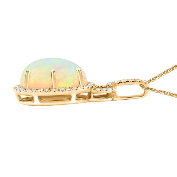 AAA Natürlicher, äthiopischer Welo Opal, Weißer Diamant Schmuckset 417 Gold ca. 3,60 ct. image number 3