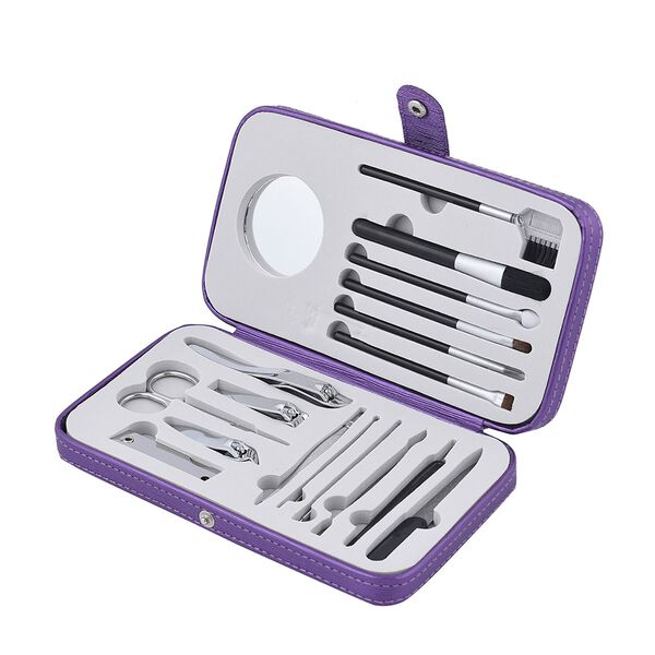 18er Set- kompaktes Manik&uuml;re Pflegeset aus Edelstahl, lila image number 5
