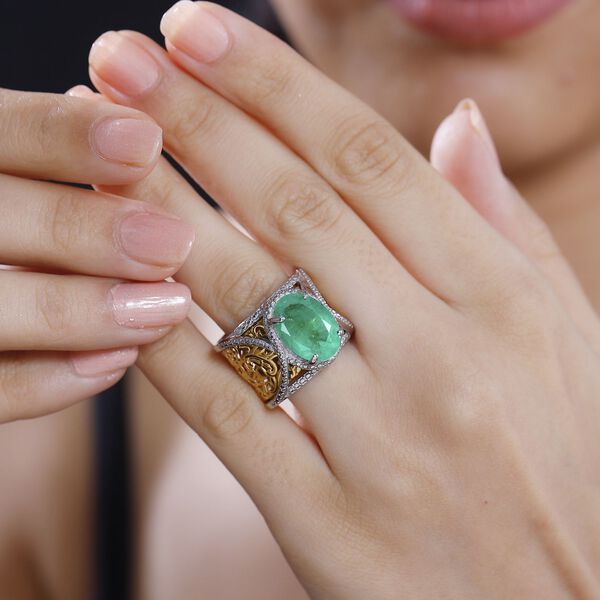 Smaragd Quarz Triplett Ring - 5,77 ct. image number 3