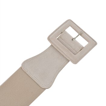 Stretchg&uuml;rtel mit Schnalle aus k&uuml;nstlichem Wildleder, wei&szlig;