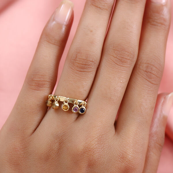 Mehrfarbig Saphir Ring 925 Silber 585 Vergoldet image number 3