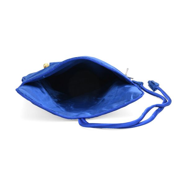 Reise-Schmuckrolle mit Stickmuster 1 Organizer + 5 Silberputztücher, Satin,  Blau image number 5