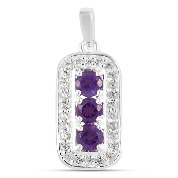 Afrikanischer Amethyst und Zirkon Anh&auml;nger 925 Silber