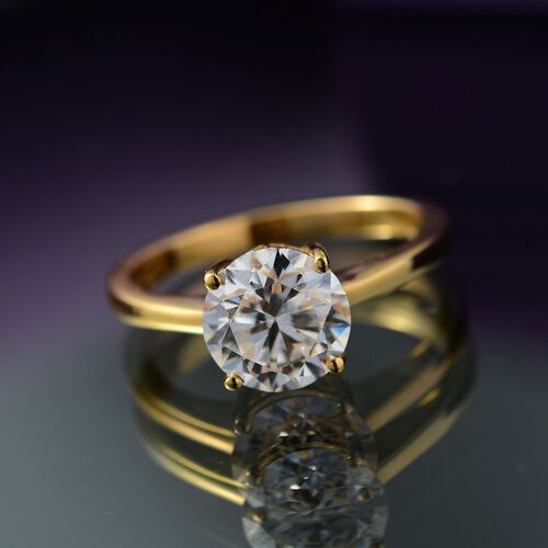 D’joy Moissanit Ring 925 Silber 750 Gelbgold Vermeil (Größe 17.00) ca. 1,80 ct image number 1