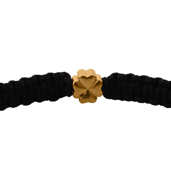 Flexibles Fadenarmband mit Kleeblatt-Anh&auml;nger in 999 Gold, 19cm image number 3