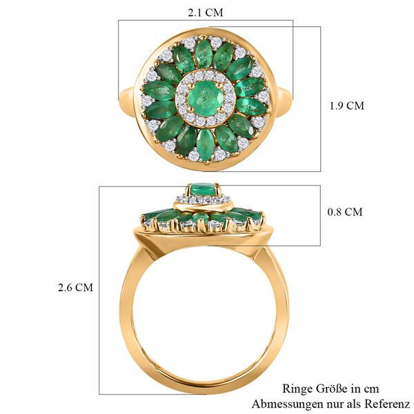 Smaragd und Zirkon Ring- 1,65 ct. image number 7