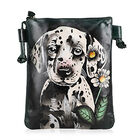 VIVID by SUKRITI Handbemalte Umhängetasche aus echtem Leder, Schwarz, 15,75x19,80cm,Hund