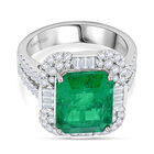 CHAIRMAN VAULT COLLECTION - AAAA Äthiopischer Smaragd, Weißer Diamant Ring, zertifiziert und geprüft, 950 Platin (Größe 17.00) ca. 7.99 ct