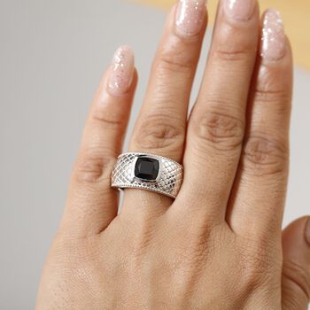 Schwarzer Spinell Ring in Silberton - 3,02 ct.