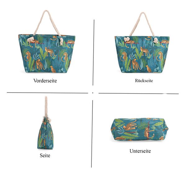 Handbemalte Tasche mit verstellbarem Kordelriemen, 50x17x38cm, Blatt mit Leopardenmuster image number 4