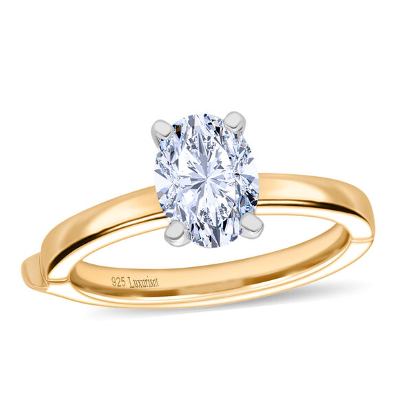 LUXURIANT SGL zertifizierter SI-GH Labor Oval-Diamant Ring, 925 Silber 750 Gelbgold Vermeil - 1 ct. image number 3
