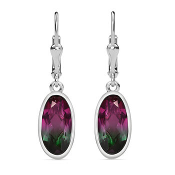 Wassermelonen-Quarz-Triplett Ohrringe 925 Silber platiniert ca. 6,78 ct