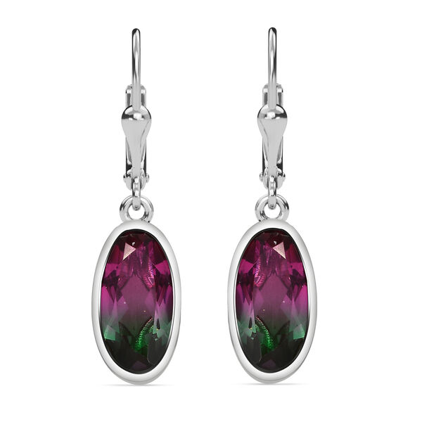 Wassermelonen-Quarz-Triplett Ohrringe 925 Silber platiniert ca. 6,78 ct