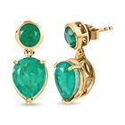 Smaragd-Quarz-Triplette Ohrringe, 925 Silber Gelbgold Vermeil, ca. 10.23 ct
