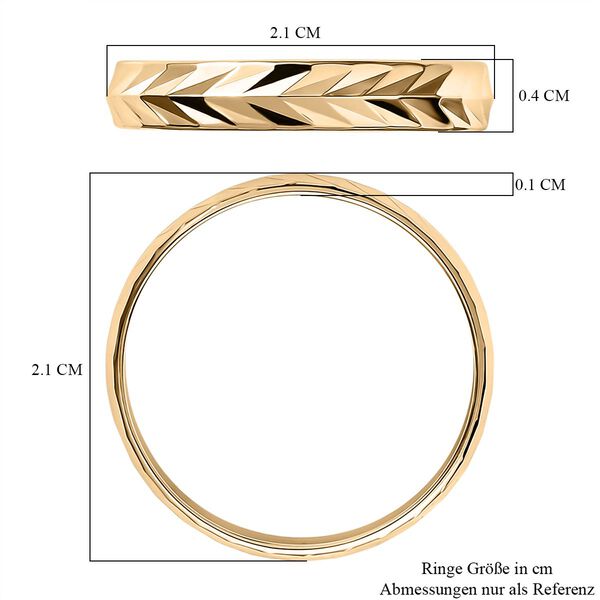 Diamantschliff-Muster Bandring in 375 Gold image number 6