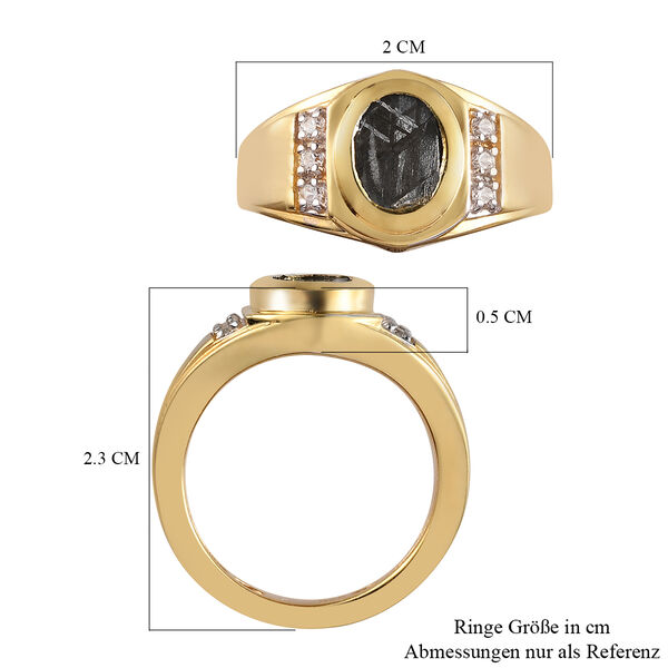 Meteorit und Zirkon Ring 925 Silber vergoldet  ca. 2,96 ct image number 7