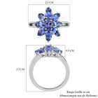 AAA Tansanit Blumen-Ring, 925 Silber platiniert  ca. 2,30 ct image number 6