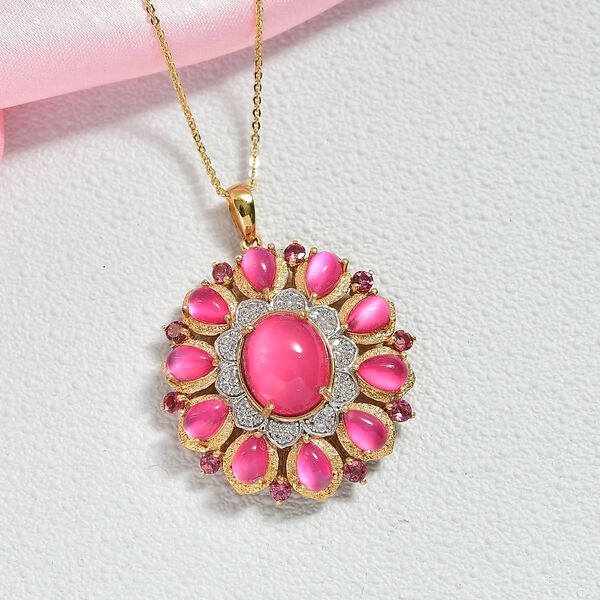 D'Joy Maulbeer Mondstein Schmuckset ca. 45 cm 925 Silber 750 Gelbgold Vermeil ca. 13,18 ct. image number 2