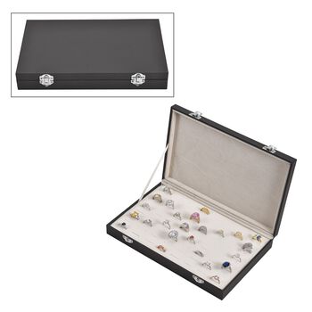 Moderne Ringschatulle aus Kunstleder mit zwei Verschl&uuml;ssen, 29x18.5x4cm, Schwarz