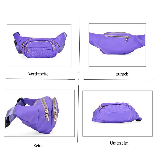 Multifunktionale RFID-geschützte Nylon Gürteltasche mit Schnellverschluss, 36x4x13cm, Lavendel image number 4