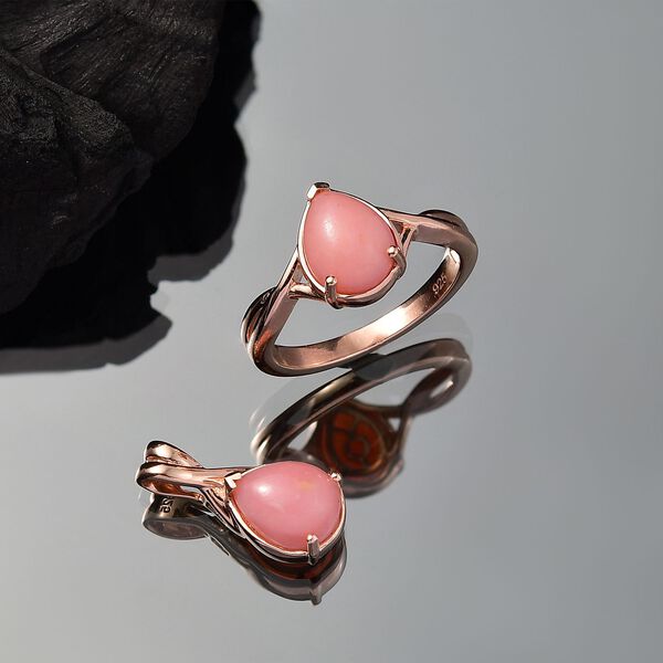 AA Vinicunca-Peruanischer Opal Ring und Anhänger,Größe (19.00), 925 Silber 750 rosévergoldet ca. 3,24 ct. image number 1